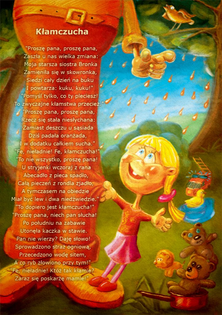 Ilustracja do książeczki dla dzieci - wierszyk "Kłamczucha" - Str. 7
