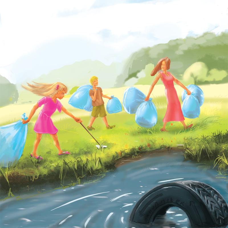 Sprzątanie - ilustracja do bajki - Leśne opowieści